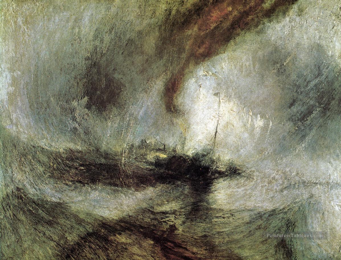 Tempête de neige Bateau à vapeur au large d’un port Mouth romantique paysage Turner Peintures à l'huile